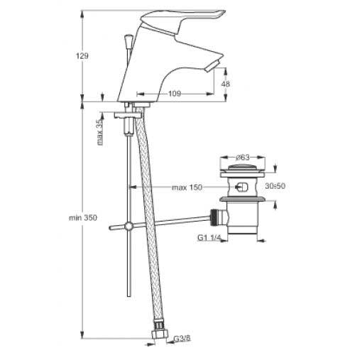 Смеситель для умывальника Vidima Сева Мега II однорычажный с донным клапаном B7803AA