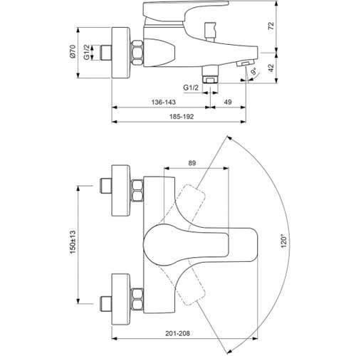 Смеситель для ванны Vidima Стрим однорычажный BA094AA BA094AA