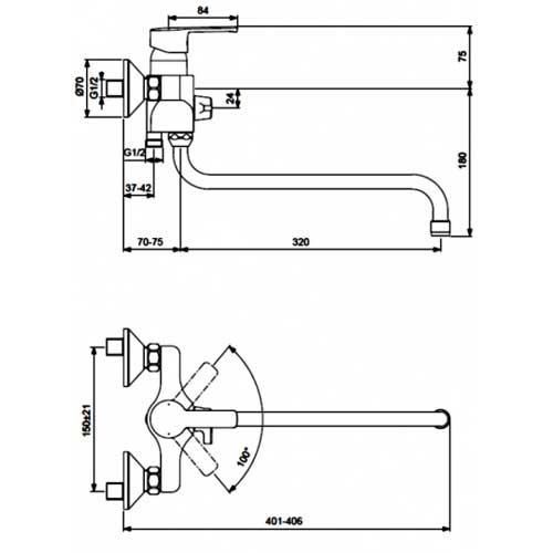 Смеситель для ванны Vidima Уно однорычажный с душевым набором BA240AA BA240AA