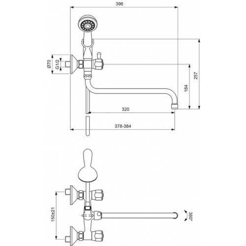 Смеситель для ванны Vidima Янтра двухрычажный BA170AA BA170AA