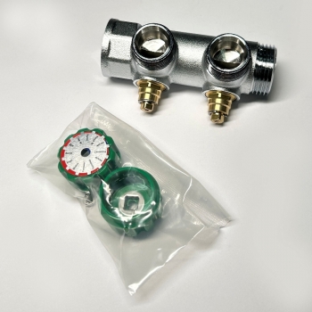 Коллектор Uni- Fitt с вентилями 3/4"-3/4" НР 2 выхода никелированный 414C3220