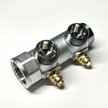 Коллектор Uni- Fitt с вентилями 3/4"-3/4" НР 2 выхода никелированный 414C3220