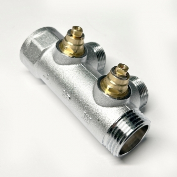 Коллектор Uni- Fitt с вентилями 3/4"-3/4" НР 2 выхода никелированный 414C3220