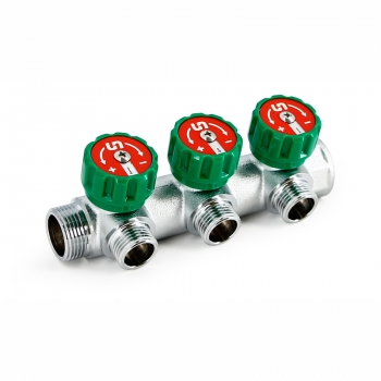 Коллектор Uni- Fitt с вентилями 3/4"-3/4" НР 3 выхода никелированный 414C3230