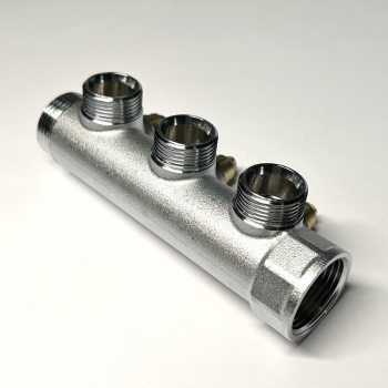 Коллектор Uni- Fitt с вентилями 3/4"-3/4" НР 3 выхода никелированный 414C3230