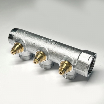 Коллектор Uni- Fitt с вентилями 3/4"-3/4" НР 3 выхода никелированный 414C3230