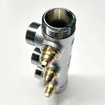 Коллектор Uni- Fitt с вентилями 3/4"-3/4" НР 3 выхода никелированный 414C3230