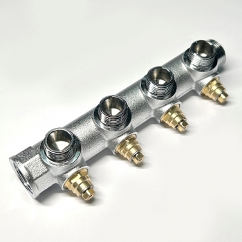 Коллектор Uni- Fitt с вентилями 3/4"-3/4" НР 4 выхода никелированный 414C3240