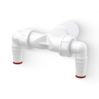 Колено с двумя штуцерами Alca Plast DN40/32/17–23 с обратными клапанами P155Z