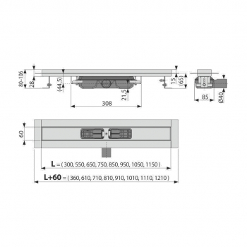 Душевой лоток Alca Plast APZ106 Professional Low 850 мм APZ106-850