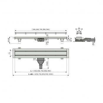 Душевой лоток Alca Plast APZ13-DOUBLE6 850 мм с решеткой DOUBLE нержавеющая сталь APZ13-DOUBLE6-850