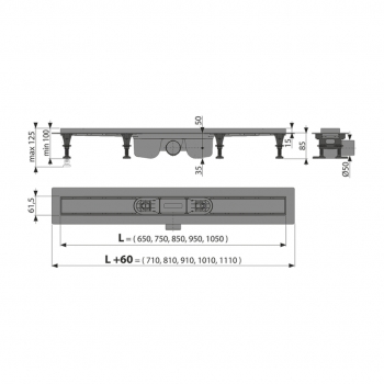 Душевой лоток Alca Plast APZ12 Optimal пластиковый 950 мм APZ12-950