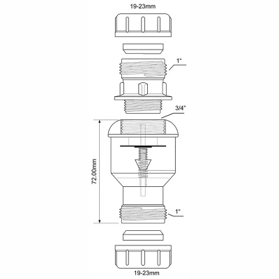 Канализационный обратный клапан McAlpine вертикальный D19-23 мм прозрачный TUN5CL