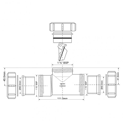 Клапан канализационный обратный McAlpine 40 мм компрессионное соединение T28MNRV40