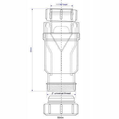 Сифон McALPINE с сухим затвором 1"1/2-50 мм MRNRV50PB