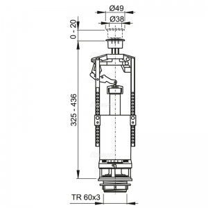 Арматура для бачка Alca Plast A05 с удлиненной СТОП кнопкой A05CHROM