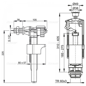 Сливной механизм Alca Plast SA2000 1/2" со СТОП кнопкой SA200012CHROM