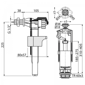 Сливной механизм Alca Plast SA2000K 3/8" со СТОП кнопкой SA2000K38CHROM