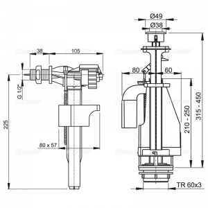 Сливной механизм Alca Plast SA08A 3/8" с двойной кнопкой SA08A38CHROM