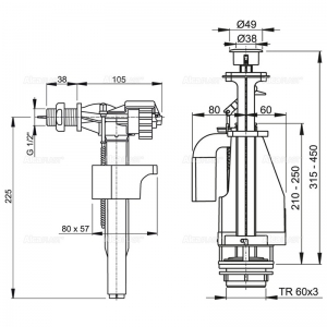 Сливной механизм Alca Plast SA08AK 1/2" с двойной кнопкой SA08AK12CHROM