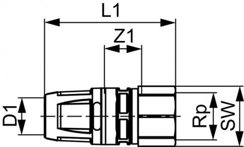 TECElogo Соединение прямое Push 16 мм x Rp 1/2" ВР латунь 8610002