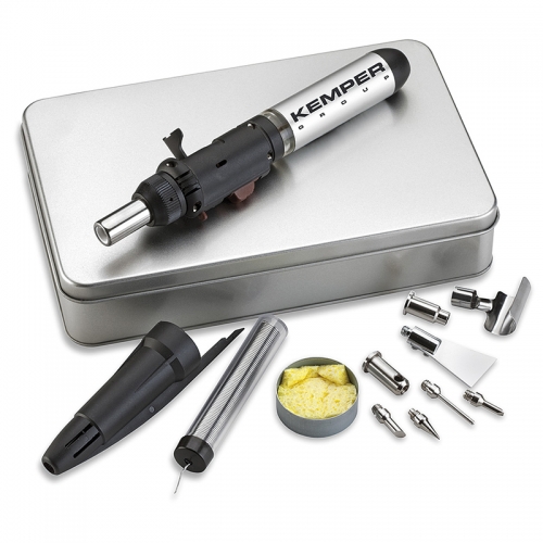 Паяльник газовый (горелка) KEMPER 12100KIT с пьезоподжигом для микропайки в кейсе 6 насадок 12100KIT