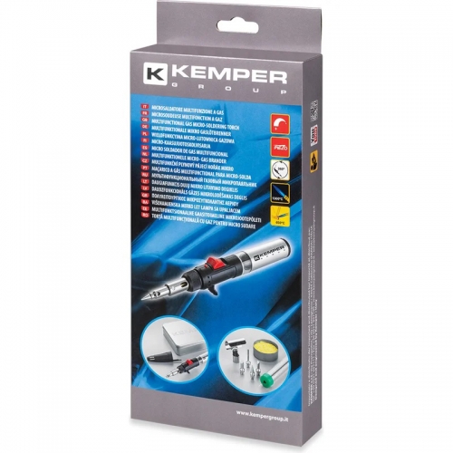 Паяльник газовый (горелка) KEMPER 12100KIT с пьезоподжигом для микропайки в кейсе 6 насадок 12100KIT
