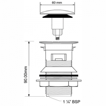 Выпуск для сифонов McAlpine 1"1/4 х 60мм с переливом CW60-CB CW60CB