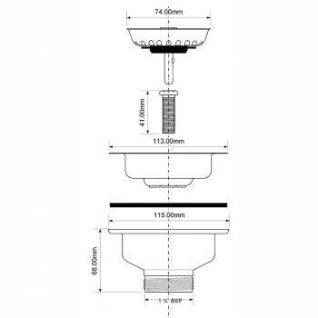 Выпуск для сифона McAlpine 40-113мм h70мм белый с фактурой гранит MRSKW7-PWG MRSKW7PWG
