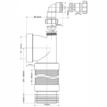 Труба фановая McAlpine 110/260 мм с отводом на 40 мм MRWC-F11RD MRWCF11RD
