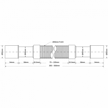 Гофра раздвижная McAlpine L270-500мм D50мм вход/выход 40/50мм MRMF205A MRMF205A