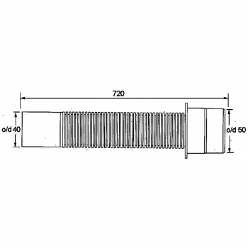 Гофра нераздвижная McAlpine L720мм D37,5мм вход 40мм выход 50мм MRF2 MRF2