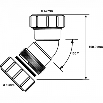 Отвод McAlpine компрессионный 50 х 50 мм 135° 50B-WH 50BWH