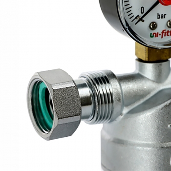 Фильтр промывной Uni-Fitt 1/2" х 3/4" ВН со сливным шаровым краном и манометром хром 214C2300