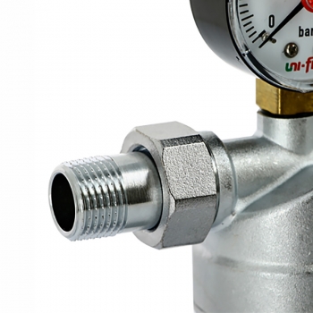 Фильтр промывной Uni-Fitt 1/2" х 3/4" ВН со сливным шаровым краном и манометром хром 214C2300