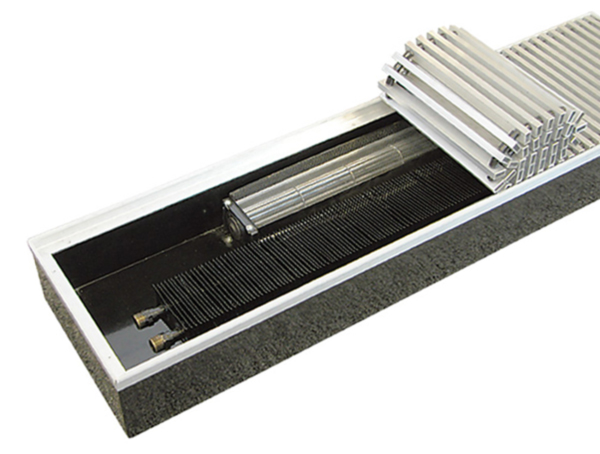 Конвектор внутрипольный КЗТО В 220V 260x120x1500 мм с вентилятором и решеткой БРВ2601201500КП220ВU5АЛ12