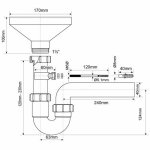 Сифон с воронкой McAlpine HC740-FUN 40 мм с отводной трубой D40 сифоном и крепежом HC740FUN