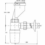 Сифон для писуара McAlpine HC2PO 32 мм со смещением и отводной трубой HC2PO