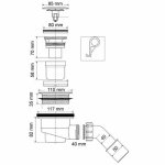 Сифон для поддона McAlpine MRS4CLCP (выпуск 113 мм) 90/100-1"1/2 h82 мм с трубкой 40/50 (тип кнопка) MRS4CLCP