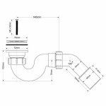 Сифон для поддона трубный McAlpine MRS1 (выпуск 70 мм) 40- 1"1/2" h104 мм с коленом Dn40-50 мм MRS1