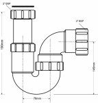 Сифон для раковины McAlpine 5259 2"-50 мм P-образный без выпуска 5259