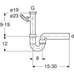 Сифон трубчатый для раковины GEBERIT Uniflex 40-1"1/2 с носиком 152.713.11.1