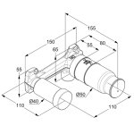 Скрытая часть настенного смесителя для раковины KLUDI 20 л/мин 38243