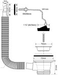 Слив-перелив для мойки McAlpine OR2-70 с прямоугольным сливом вертикальный Dy1"1/2 с пробкой OR270