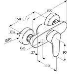 Смеситель для душа KLUDI Objekta без излива 327640575