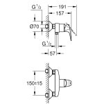 Смеситель для душа однорычажный GROHE BauFlow хром 23755000