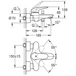 Смеситель для душа однорычажный GROHE Eurostyle New белая луна 23722LS3