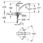 Смеситель для кухни GROHE Eurosmart new с низким изливом и ограничением расхода воды хром 3328120E