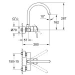 Смеситель для кухни настенный GROHE Concetto хром 32667001