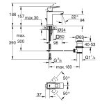 Смеситель для раковины GROHE Eurocube с донным клапаном S SIZE хром 23127000
